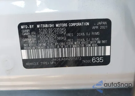 2022 Mitsubishi Outlander Black Edition S-Awc/Se 2.5 S-Awc/Se Launch Edition S-Awc from USA, damaged, VIN JA4J4UA8XNZ015512